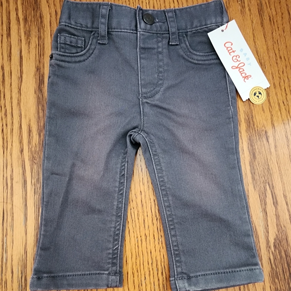 Cat & Jack Kids Gray Jeans, Size 3/6 Month Or 12 Month NWT